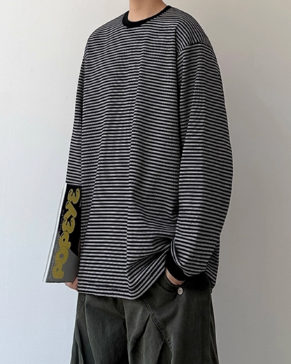Retro Striped Long Sleeve T-shirt N0846