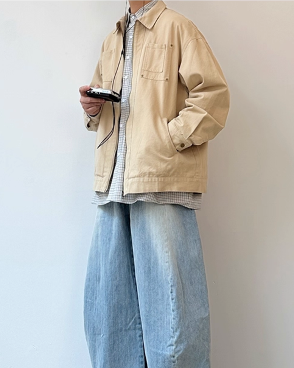 Retro Zipper Work Jacket N0856