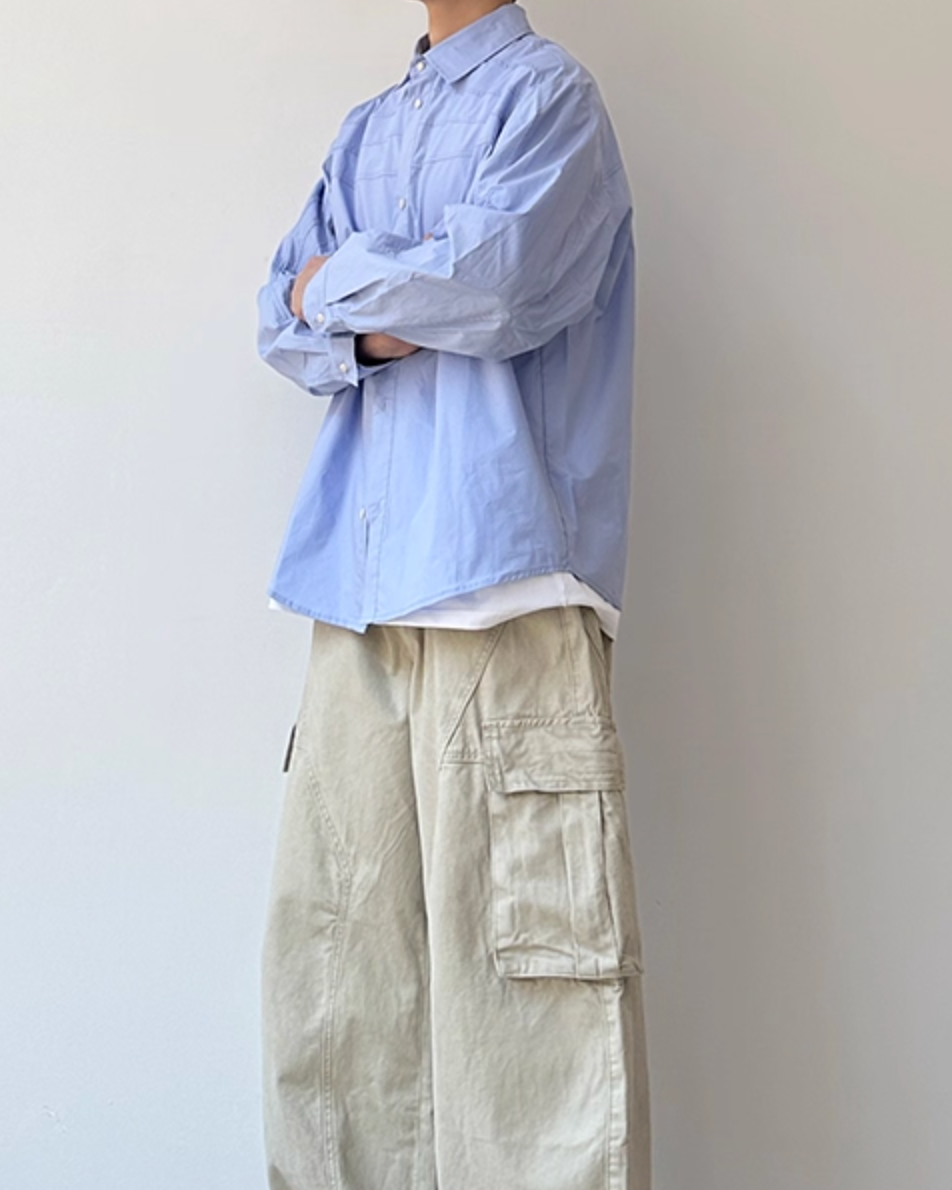 Stitch Line Lose Shirt N0858