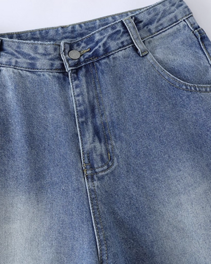 Wide Silhouette Fade Washed Jeans N0859