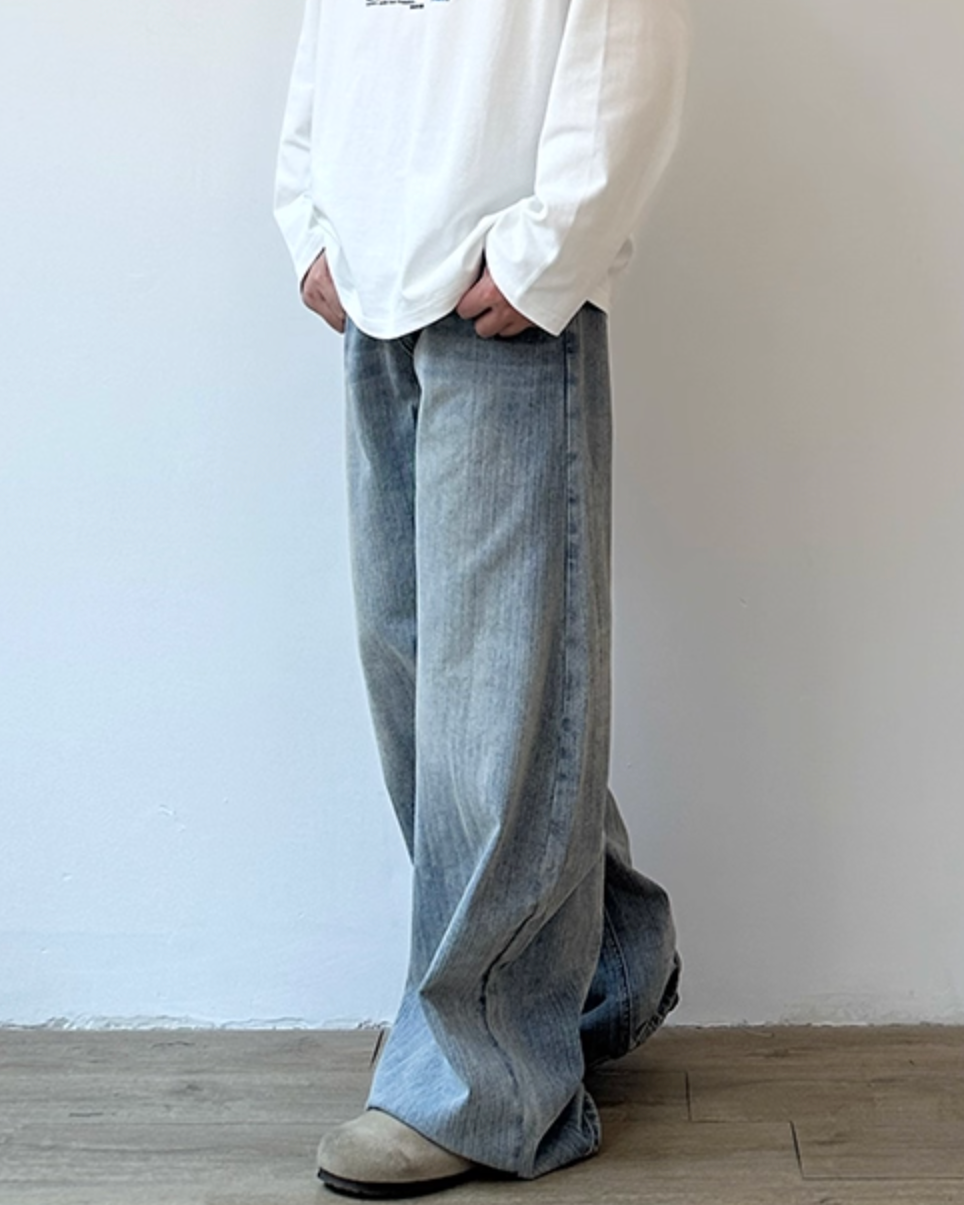 Wide Leg Classic Style Jeans N0860