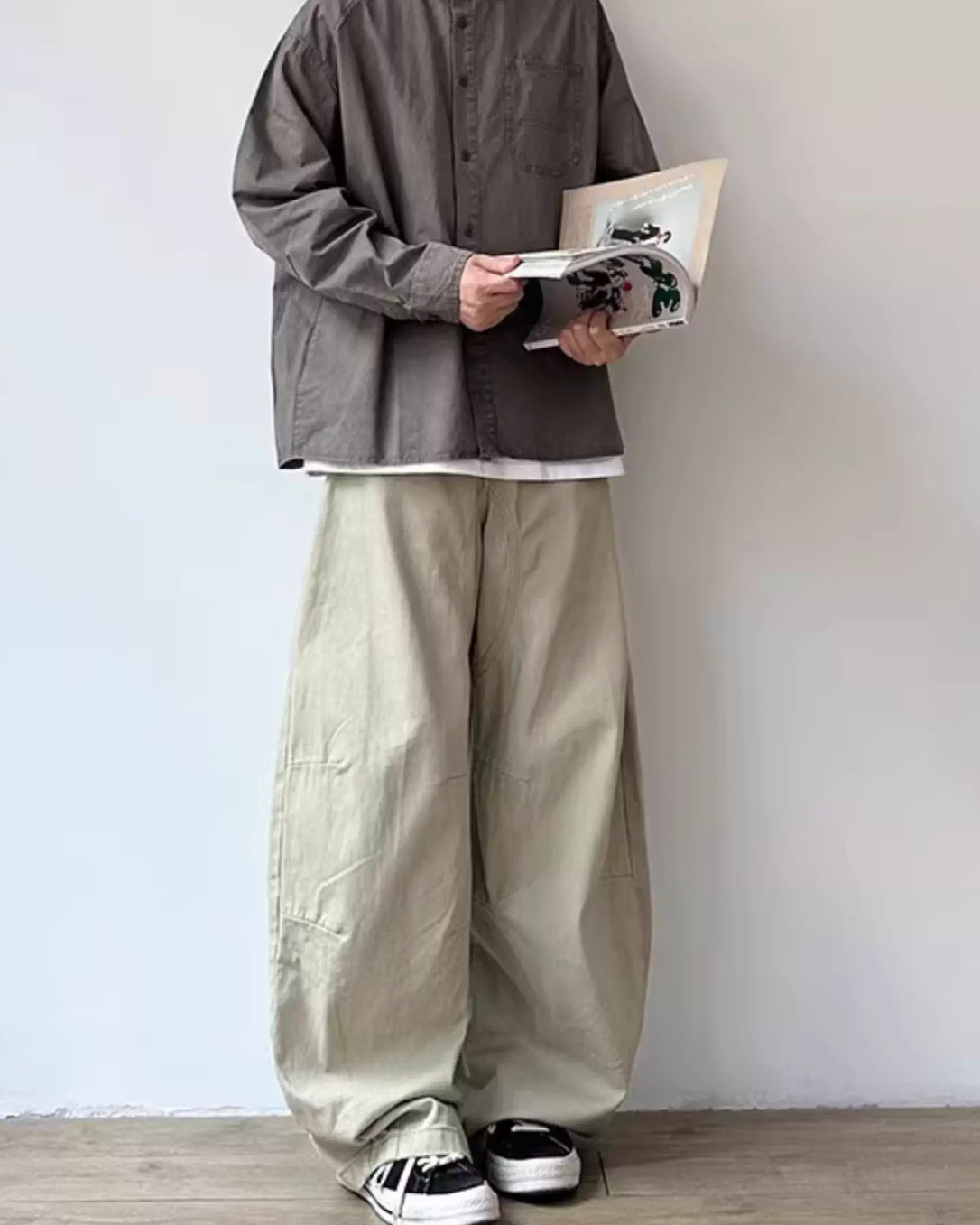 Retro Wide-Leg Work Pants N0873