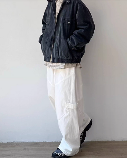 Retro Wide-Leg Work Pants N0880