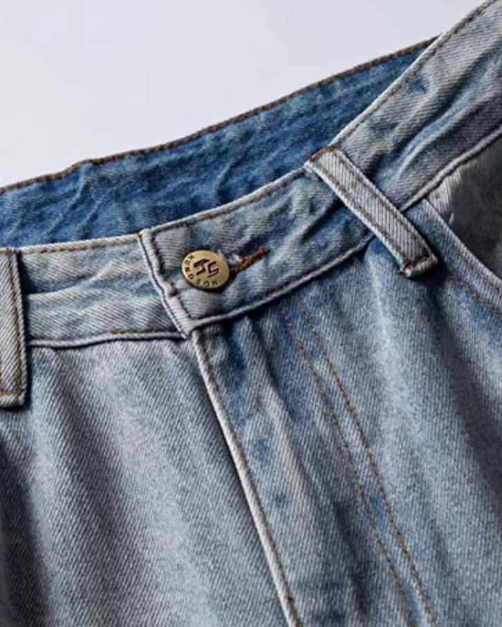 Vintage Wash Wide Denim Pants N0898