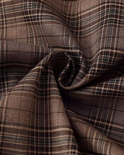Brown Check Band Collar Blouson N0901