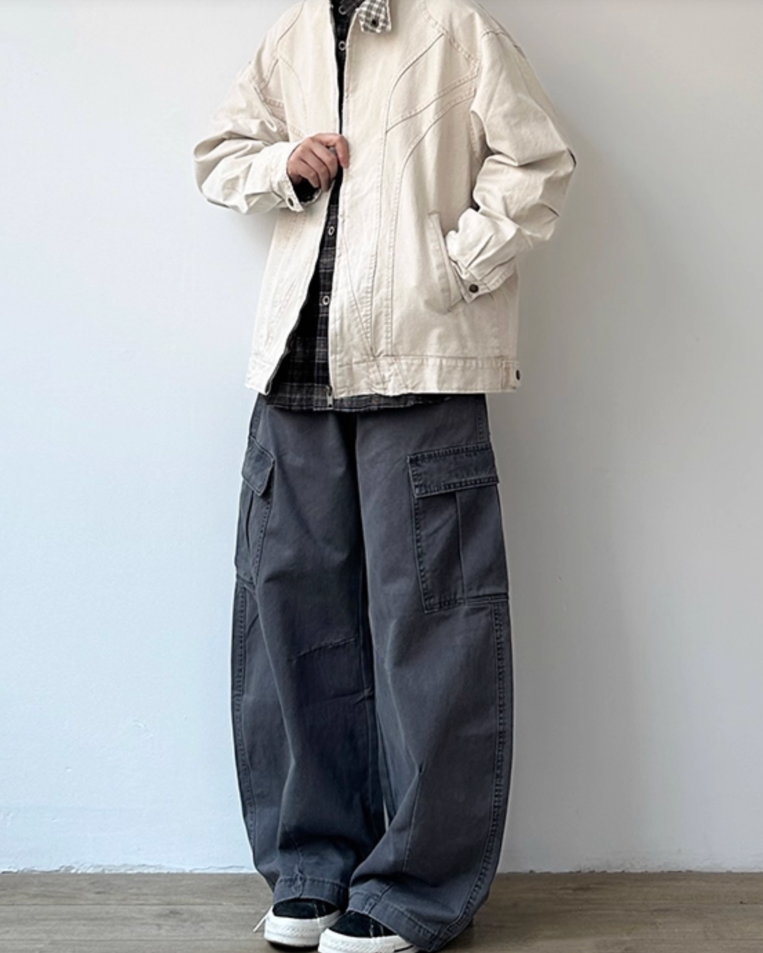 Wide Cargo Loose Fit Pants N0945