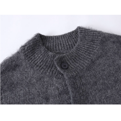 No-Collar Knit Button Cardigan N0981