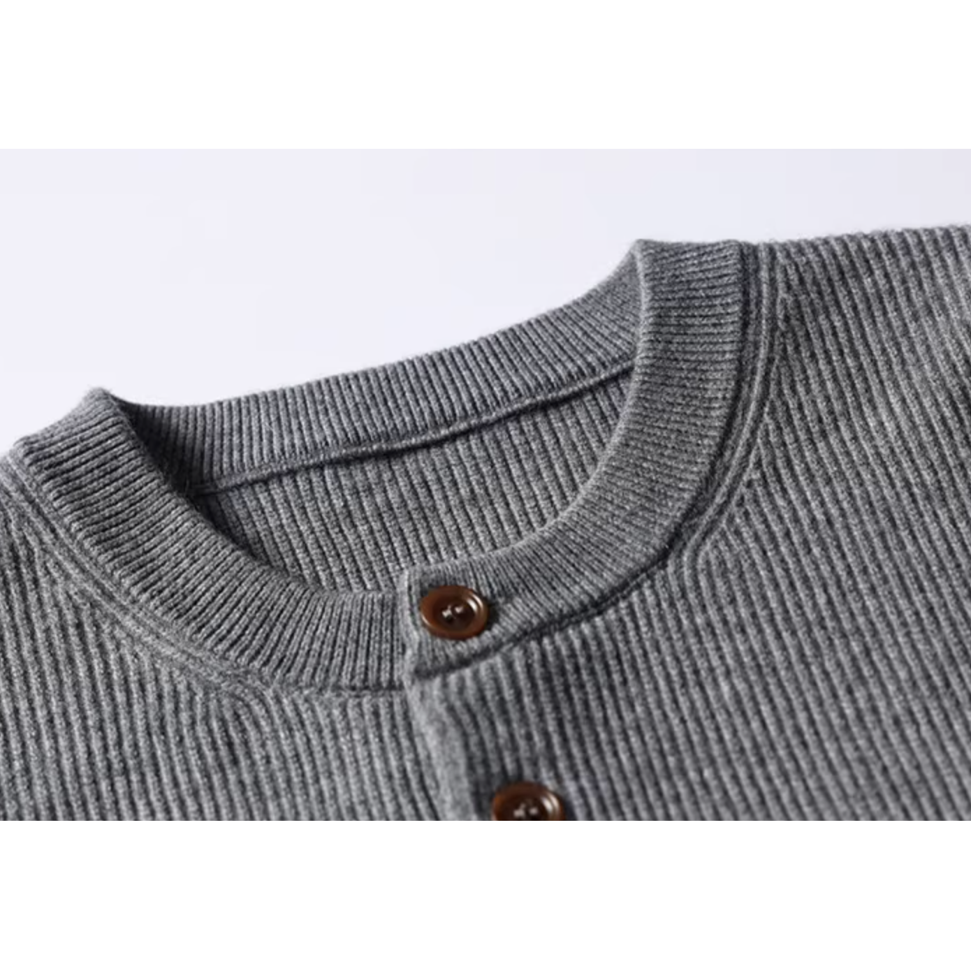 Relaxed Silhouette Henley Neck Long Sleeve sweater N1024