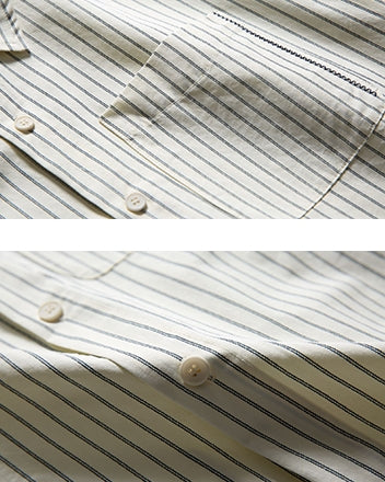 Stripe Design Oversize Long Sleeve Shirt N0639