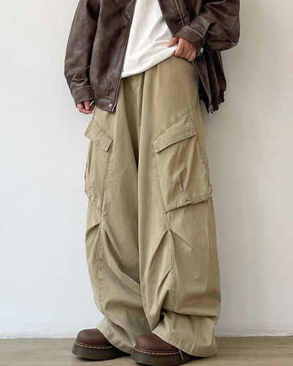 Asymmetric Wrinkle Wide Pants N0613