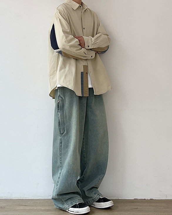 Wide Silhouette Denim Cargo Loose Pants N0628