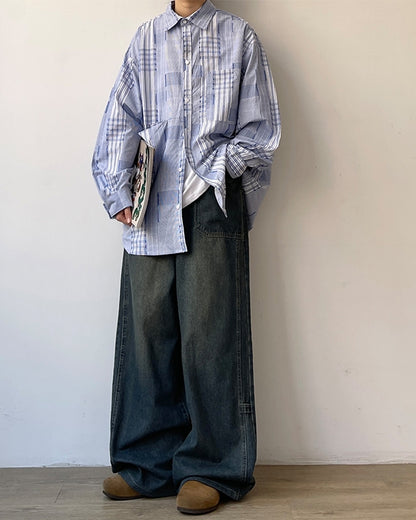 Stripe Block Design Shirt N0680