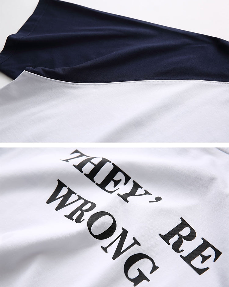 Simple Design Two Tone Short Sleeve T-Shirt N0777