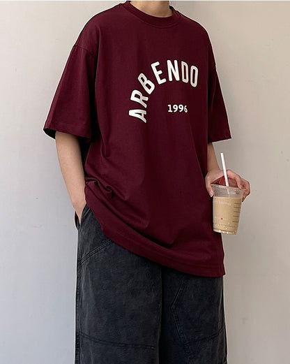 Casual Burgundy Short Sleeve Tee N0771