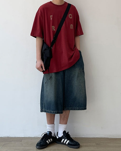 Minimal Lettering Raglan T-Shirt N0751