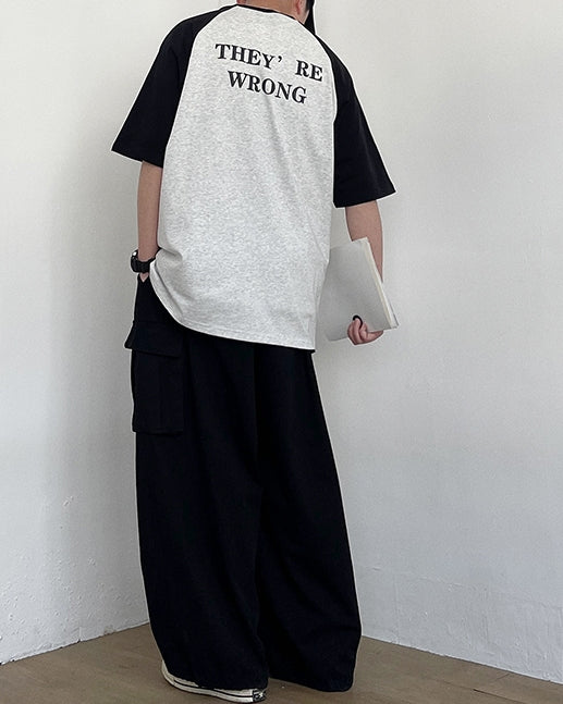 Simple Design Two Tone Short Sleeve T-Shirt N0777