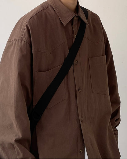 Minimal Detail Wide Silhouette Long Sleeve Shirt N0659