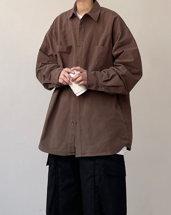 Minimal Detail Wide Silhouette Long Sleeve Shirt N0659