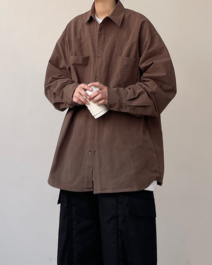 Minimal Detail Wide Silhouette Long Sleeve Shirt N0659