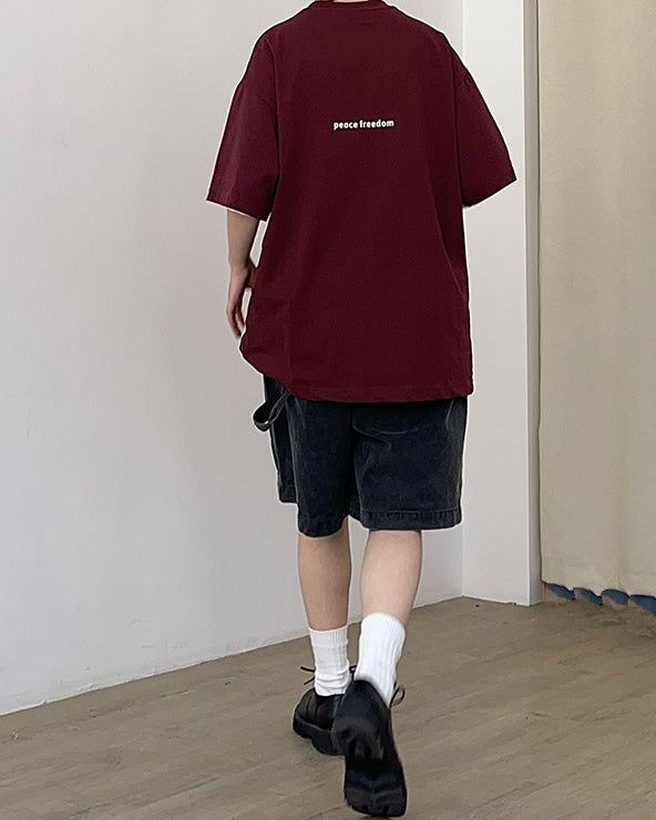 Casual Burgundy Short Sleeve Tee N0771