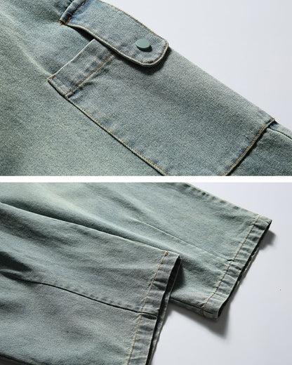 Wide Silhouette Denim Cargo Loose Pants N0628