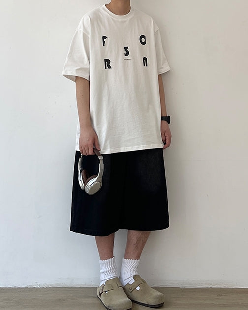 Minimal Lettering Raglan T-Shirt N0751