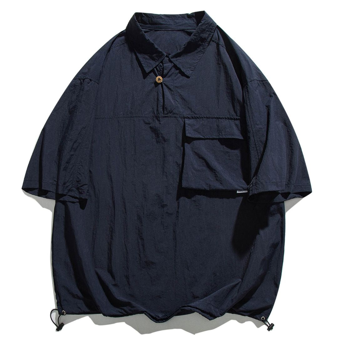 Oversized Flap Pocket Half Sleeve Shirt N1091