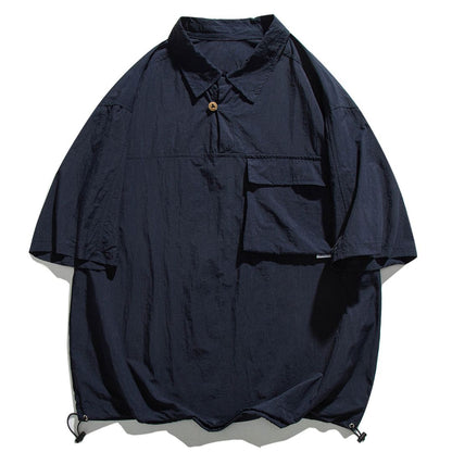 Oversized Flap Pocket Half Sleeve Shirt N1091