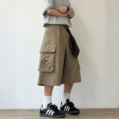 Multi Pocket Relaxed Cargo Half Pants N1089