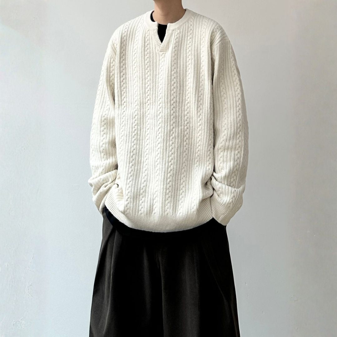 Cable Pattern Relax Fit Knit Sweater N0980