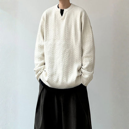 Cable Pattern Relax Fit Knit Sweater N0980