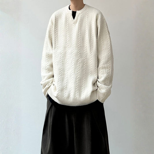 Cable Pattern Relax Fit Knit Sweater N0980