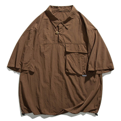 Oversized Flap Pocket Half Sleeve Shirt N1091