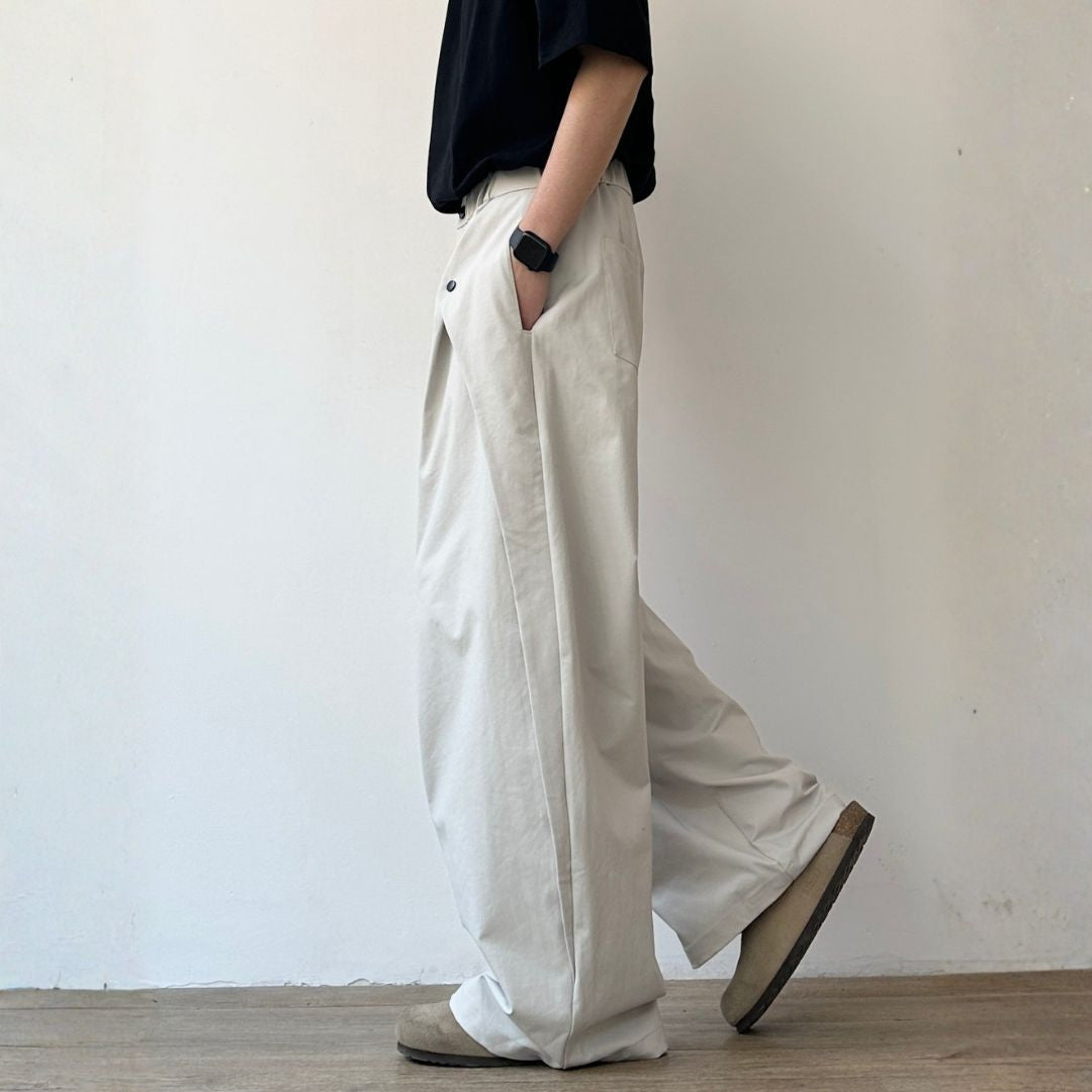 Balloon Silhouette Tuck Design Wide Pants N1065