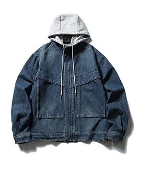 Sweat Hoodie Denim Jacket N0615