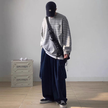 Striped Round Neck Sweatshirt N0450