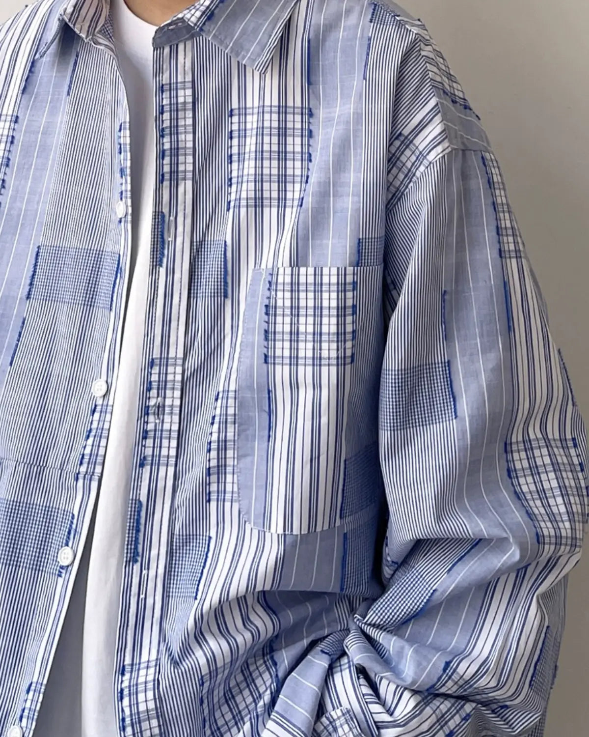 Stripe Block Design Shirt N0680