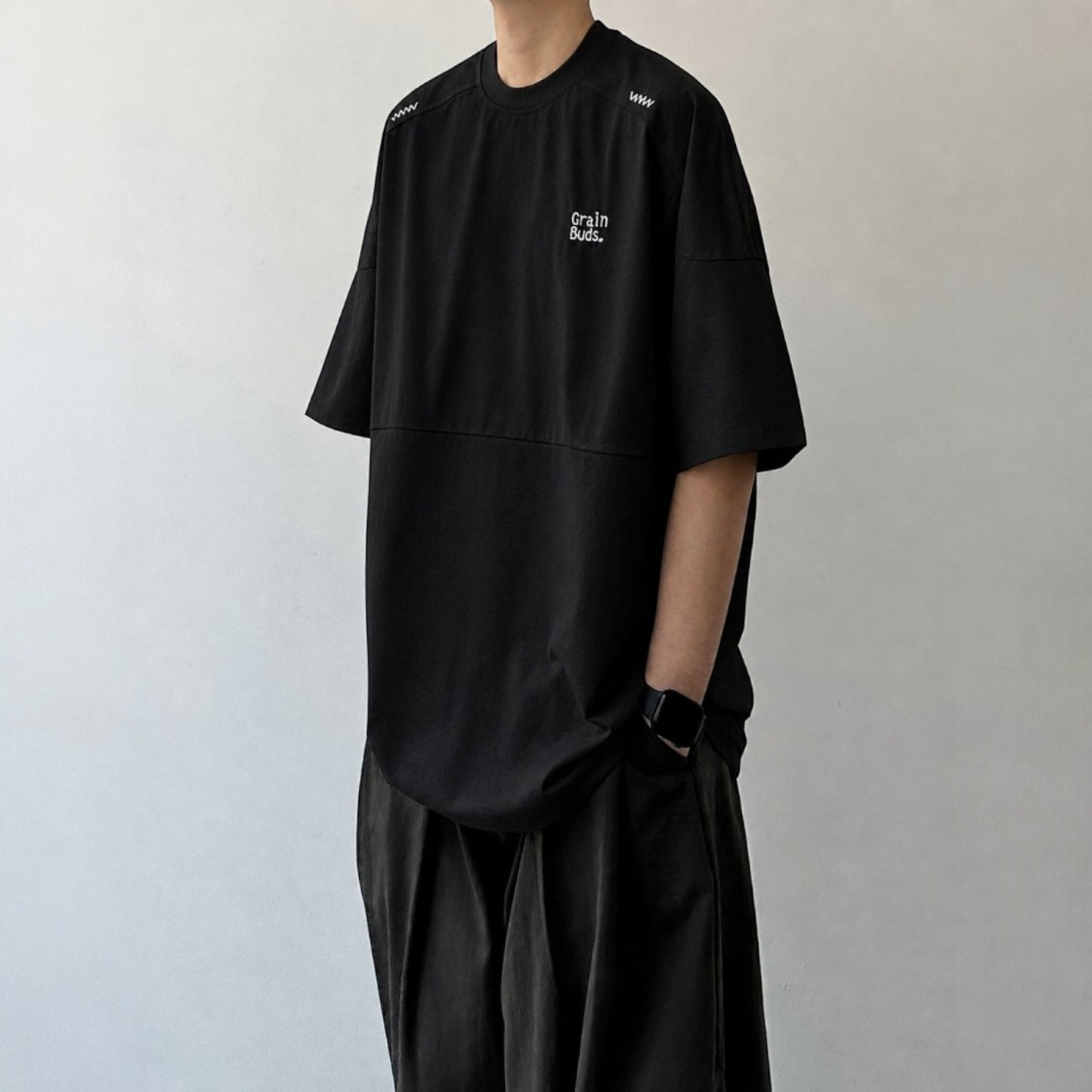 Wave Stitch Crew Neck Short Sleeve T-Shirt N1087