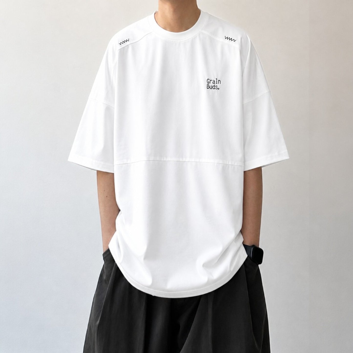 Wave Stitch Crew Neck Short Sleeve T-Shirt N1087
