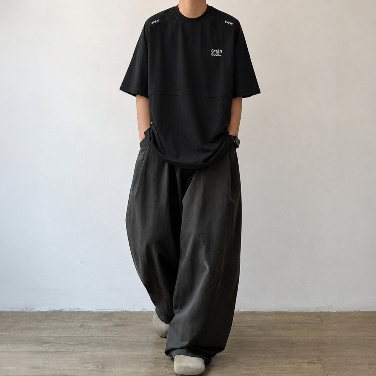 Wave Stitch Crew Neck Short Sleeve T-Shirt N1087