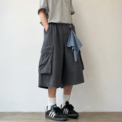 Multi Pocket Relaxed Cargo Half Pants N1089
