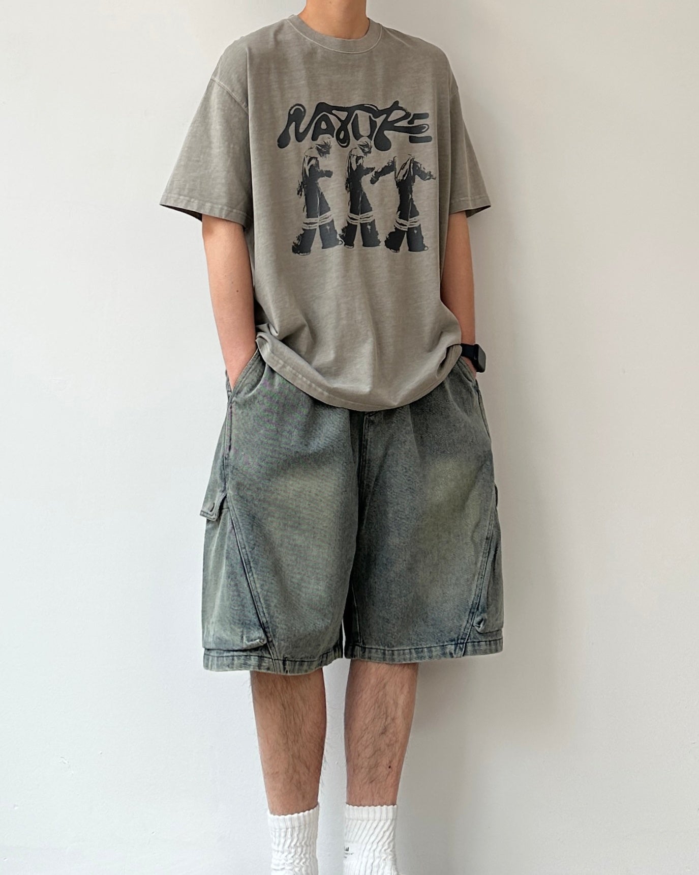 Washed Round Neck T-shirt N0798