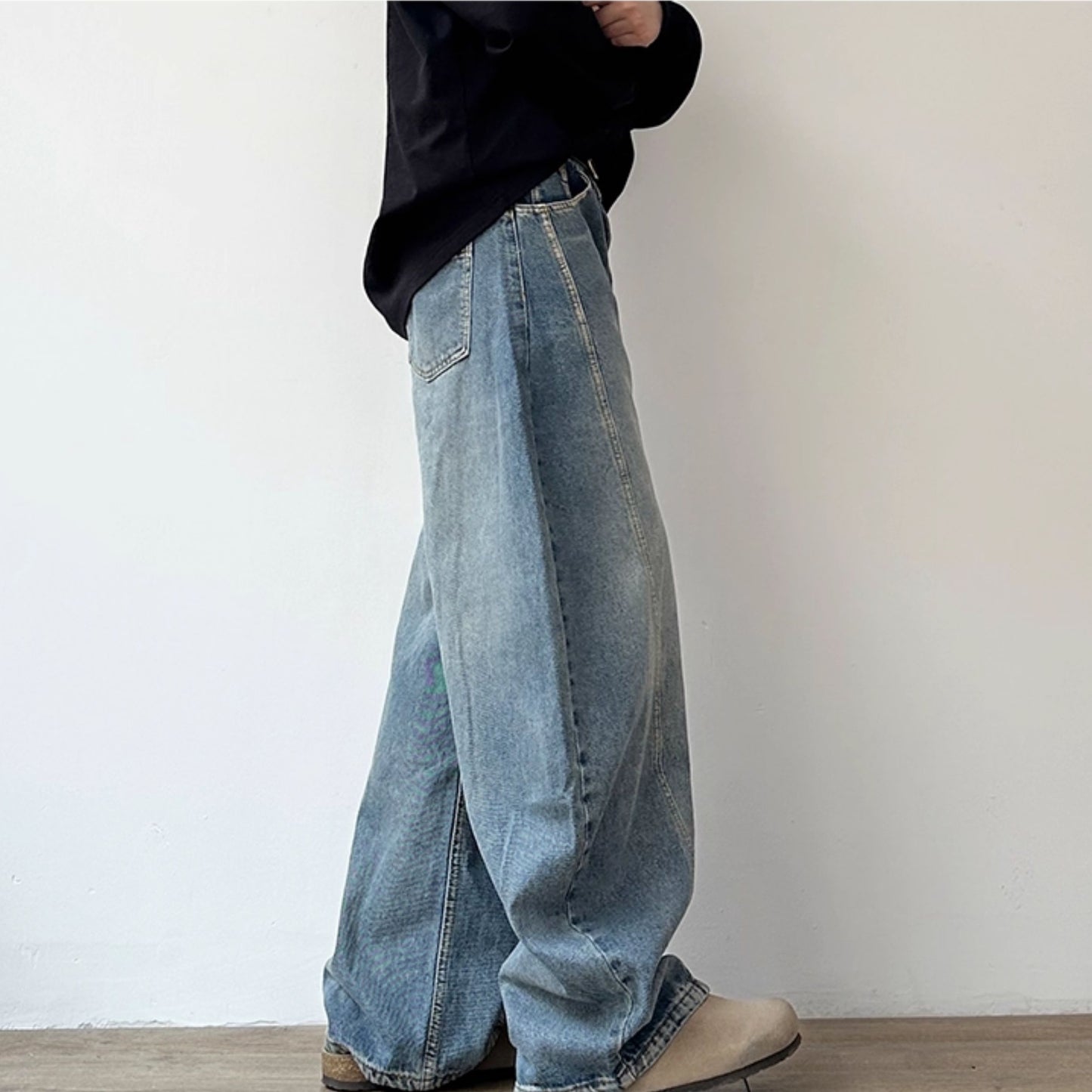 Volume Line Wide Denim Pants N0970