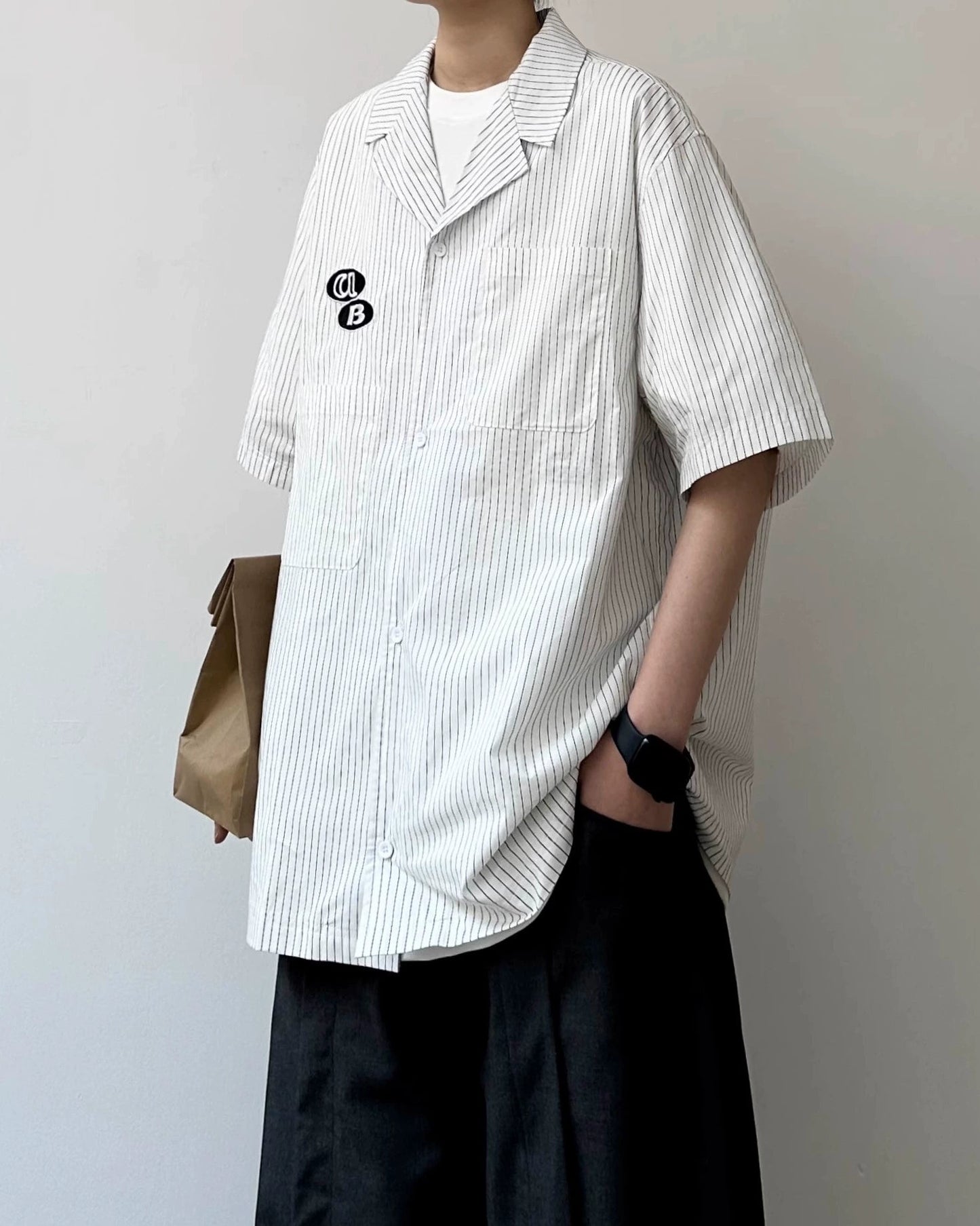 Clean Stripe Patch Shirt N0824