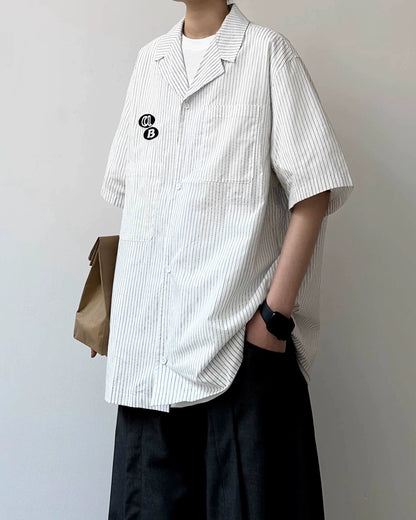 Clean Stripe Patch Shirt N0824