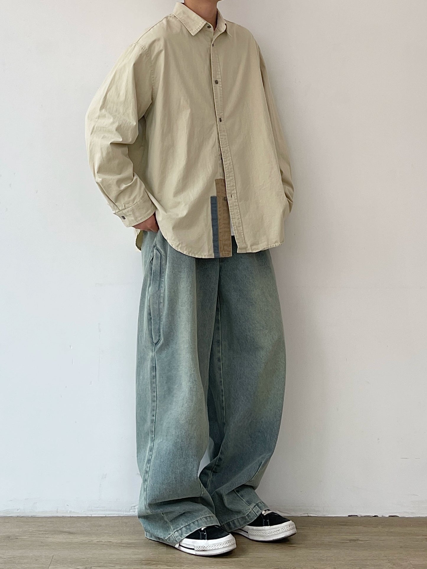 Wide Silhouette Denim Cargo Loose Pants N0628