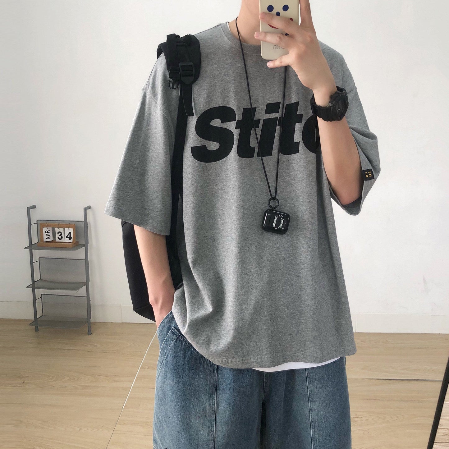 Front Print Crew Neck Half Sleeve T-Shirt N1092