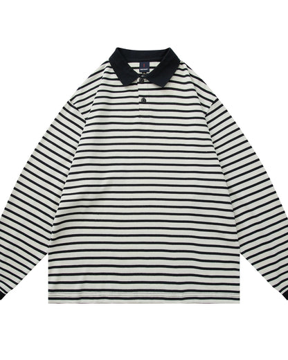 Border Loose Long Sleeve Shirt N0939