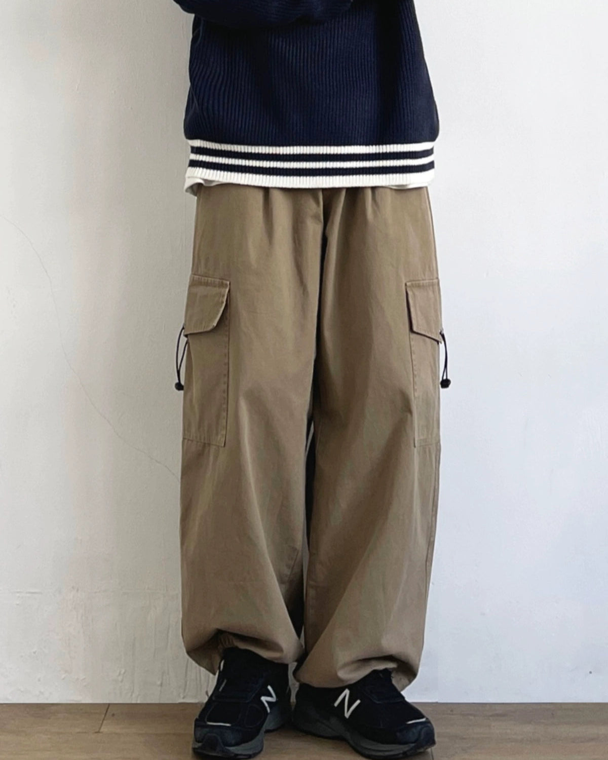 Retro Wide-Leg Drawstring Pants N0690