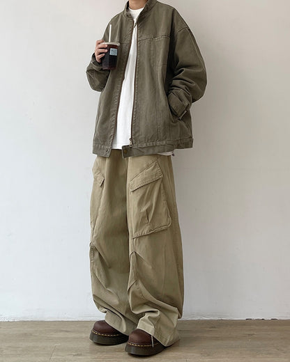 Asymmetric Wrinkle Wide Pants N0613